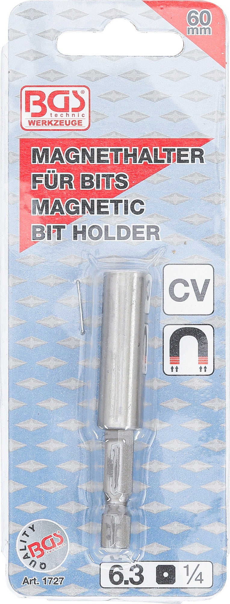 BGS 1727 Magnetischer Bithalter extra stark Abtrieb Außensechskant 6,3mm (1/4") Länge 60mm
