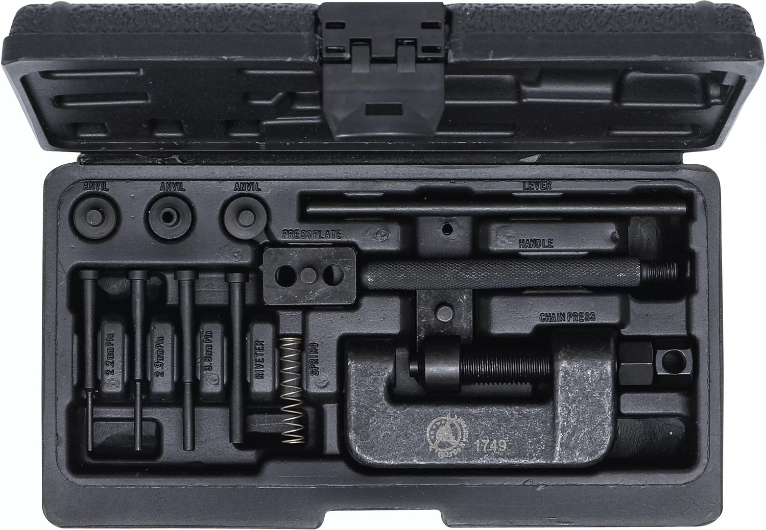 BGS DIY 1749 Werkzeug zum Trennen und Nieten von Motorradkette 13teiliger Satz