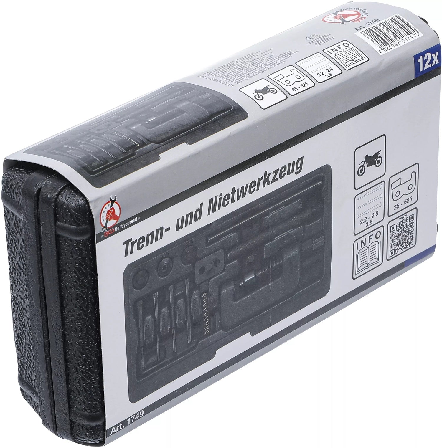 BGS DIY 1749 Werkzeug zum Trennen und Nieten von Motorradkette 13teiliger Satz