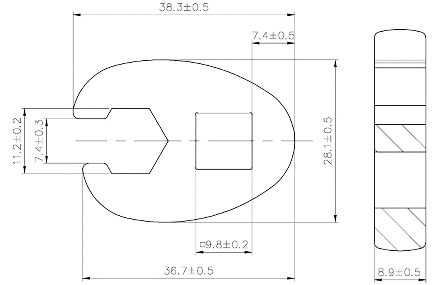 BGS 1756-11 Hahnenfuss / Krähenfuss Schlüssel SW 11mm mit 10mm (3/8") Antrieb