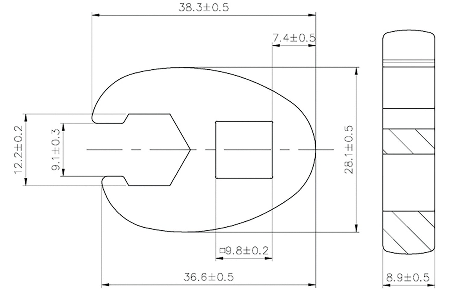 BGS 1756-12 Hahnenfuss / Krähenfuss Schlüssel SW 12mm mit 10mm (3/8") Antrieb