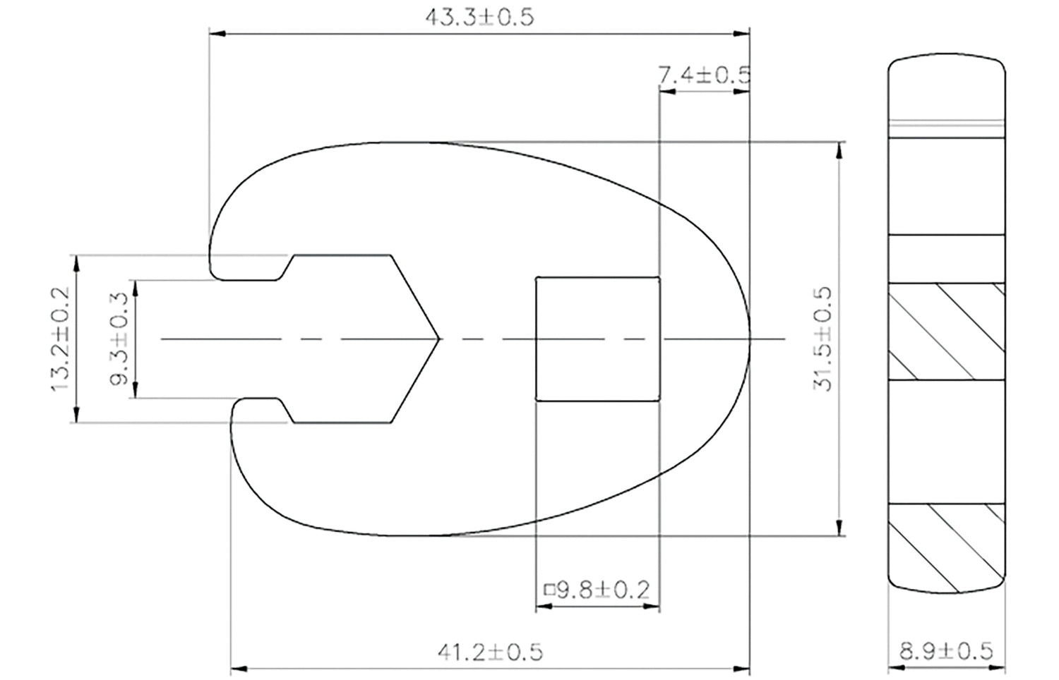 BGS 1756-13 Hahnenfuss / Krähenfuss Schlüssel SW 13mm mit 10mm (3/8") Antrieb