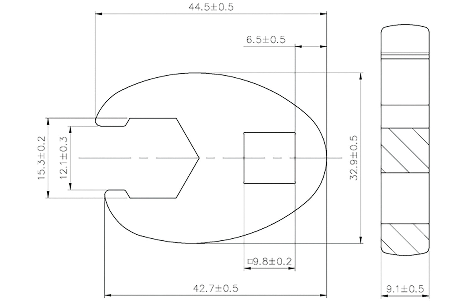 BGS 1756-15 Hahnenfuss / Krähenfuss Schlüssel SW 15mm mit 10mm (3/8") Antrieb