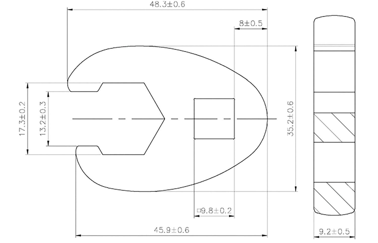 BGS 1756-17 Hahnenfuss / Krähenfuss Schlüssel SW 17mm mit 10mm (3/8") Antrieb