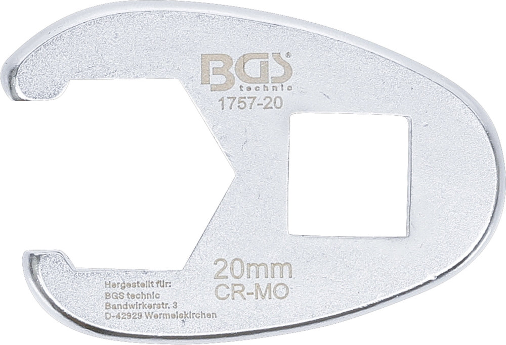 BGS 1757-20 Hahnenfuss / Krähenfuss Schlüssel SW 20mm mit 12,5mm (1/2") Antrieb