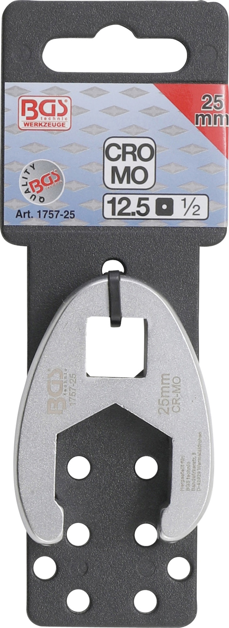 BGS 1757-25 Hahnenfuss / Krähenfuss Schlüssel SW 25mm mit 12,5mm (1/2") Antrieb