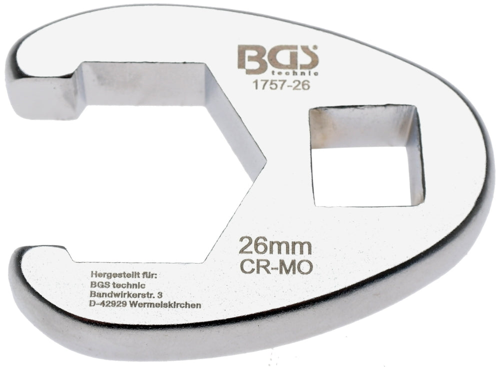 BGS 1757-26 Hahnenfuss / Krähenfuss Schlüssel SW 26mm mit 12,5mm (1/2") Antrieb