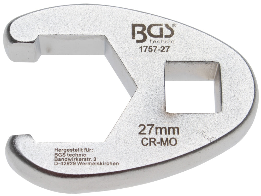 BGS 1757-27 Hahnenfuss / Krähenfuss Schlüssel SW 27mm mit 12,5mm (1/2") Antrieb