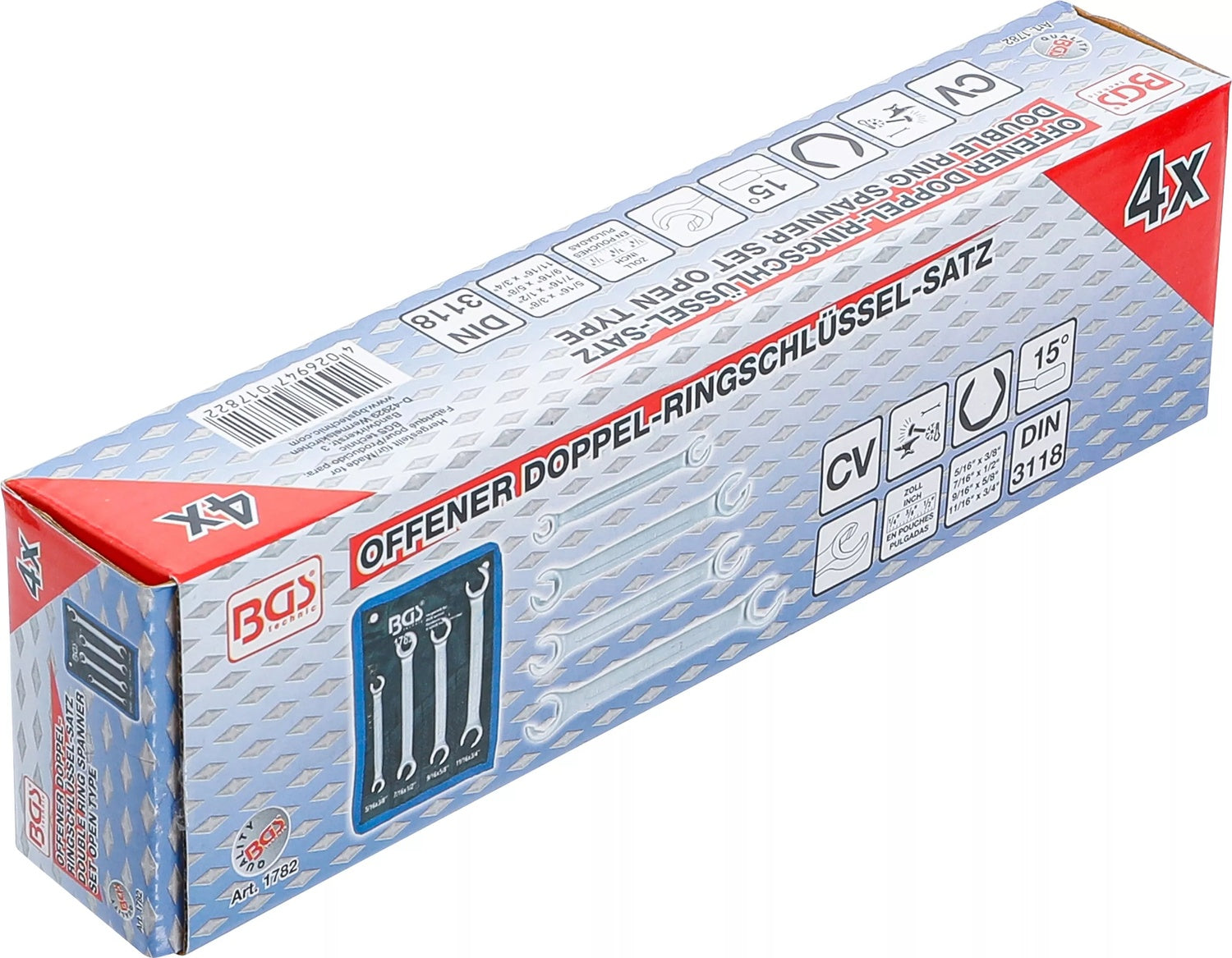 BGS 1782 ZOLL Satz offene Doppel Ringschlüssel 4 teilig