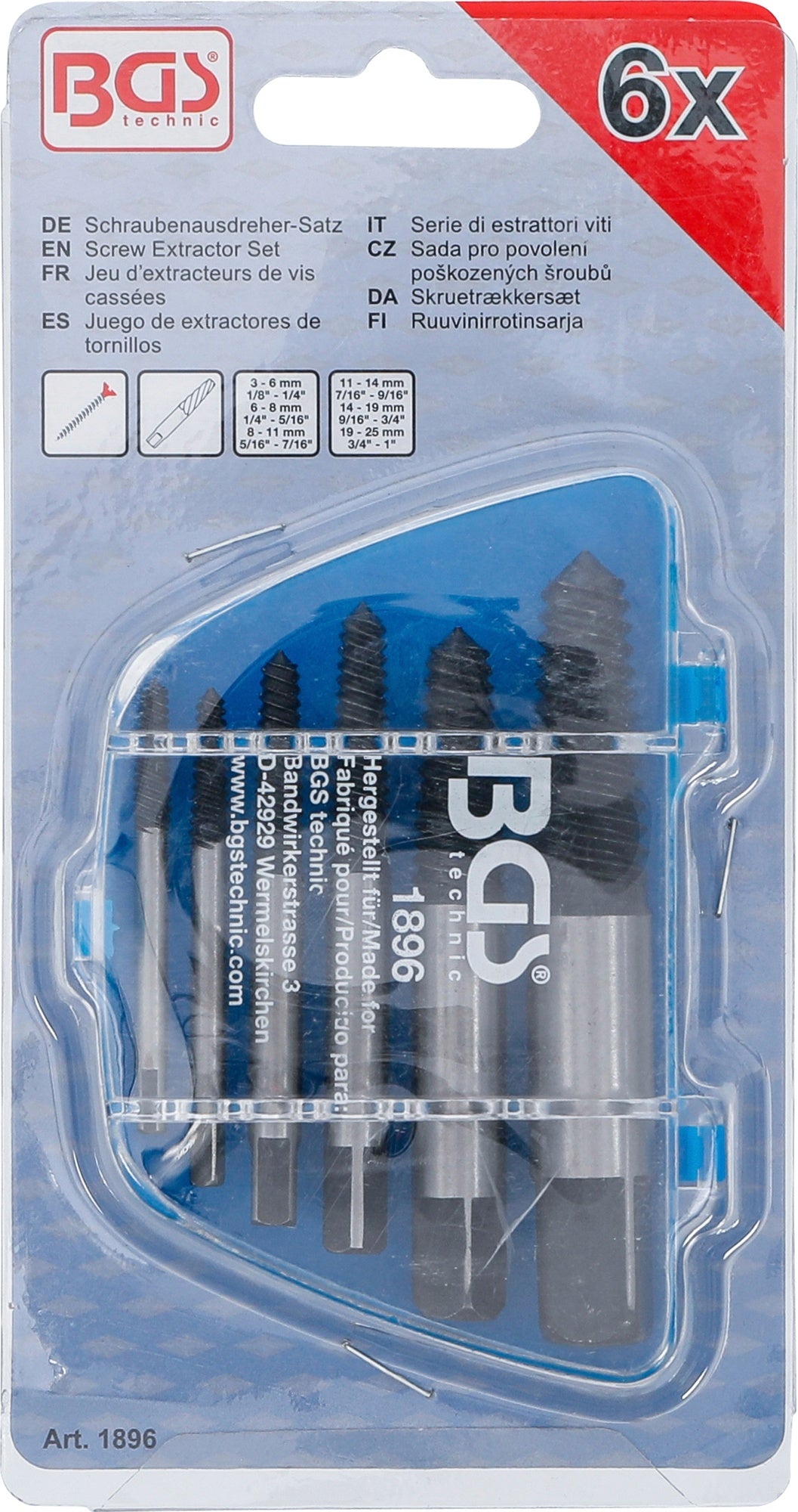 BGS 1896 Satz Schraubenausdreher Linksausdreher Schweineschwanz 6 teilig