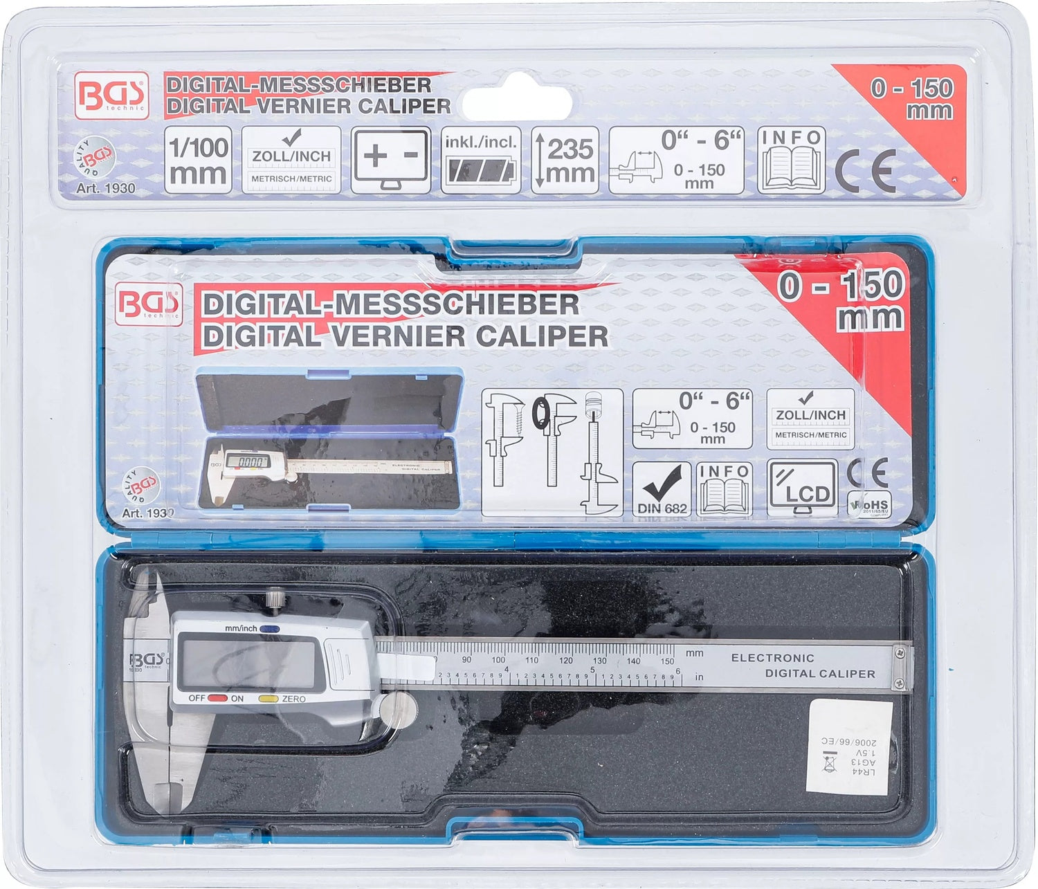 BGS 1930 Digitaler Messschieber Digital Schieblehre Schublehre 0-150mm