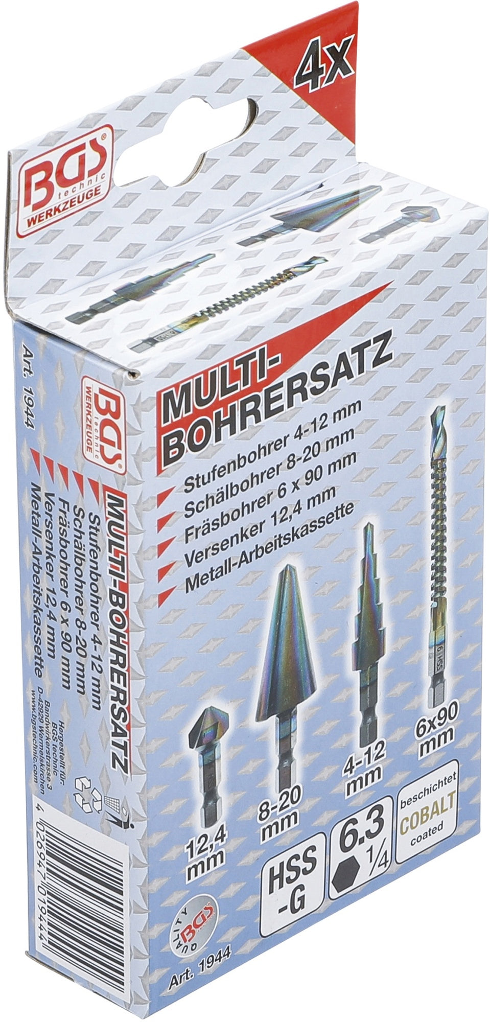 BGS 1944 Satz Multibohrer HSS-G 4 teilig
