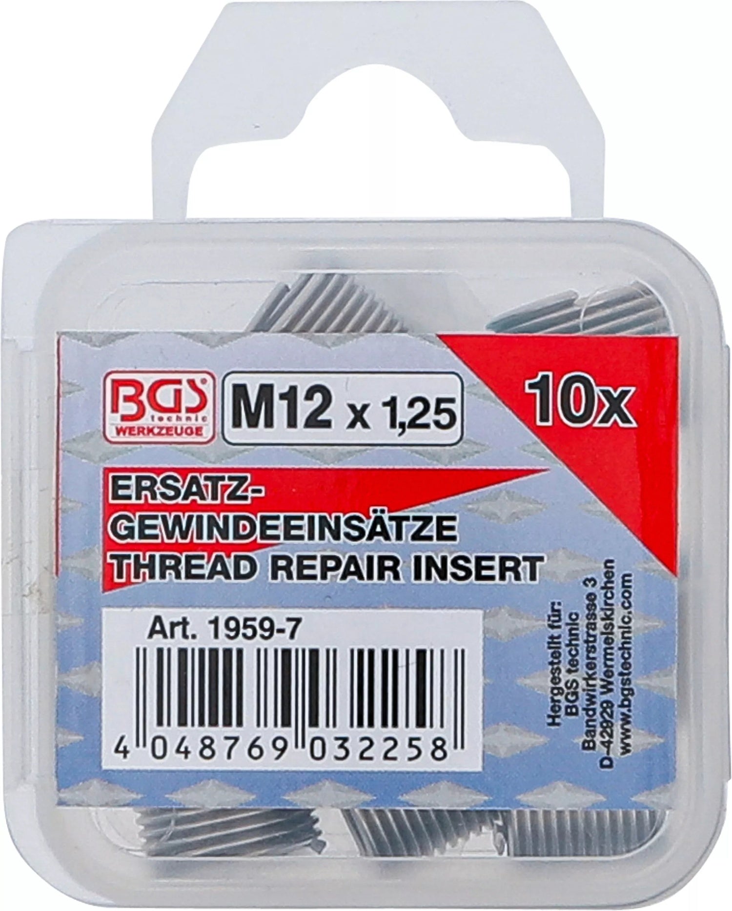BGS 1959-7 Ersatz Gewindeeinsätze M12 x 1,25mm 10 teilig