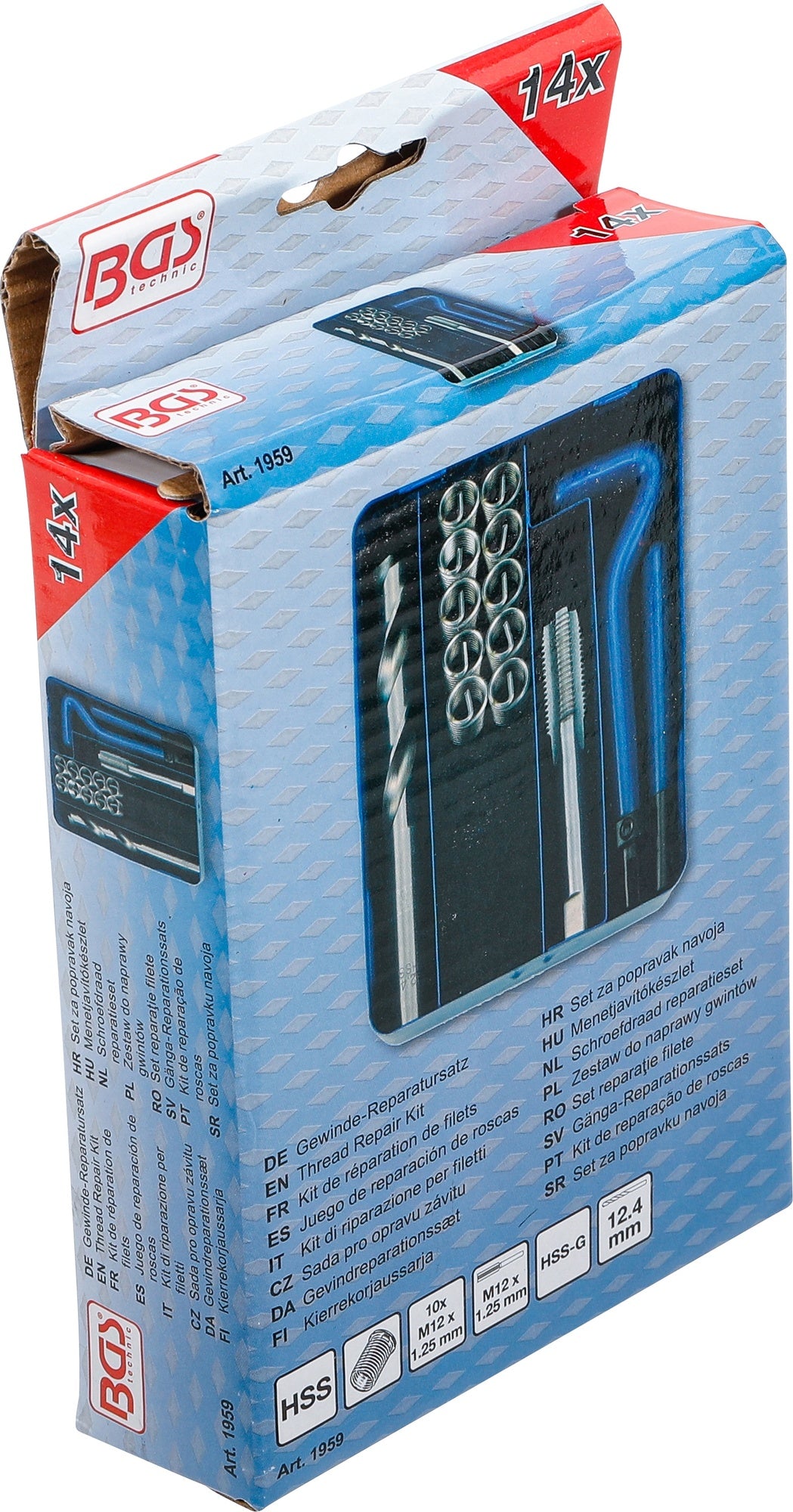 BGS 1959 Satz Gewindereparatur M12 x 1,25 - 14 teilig in Box