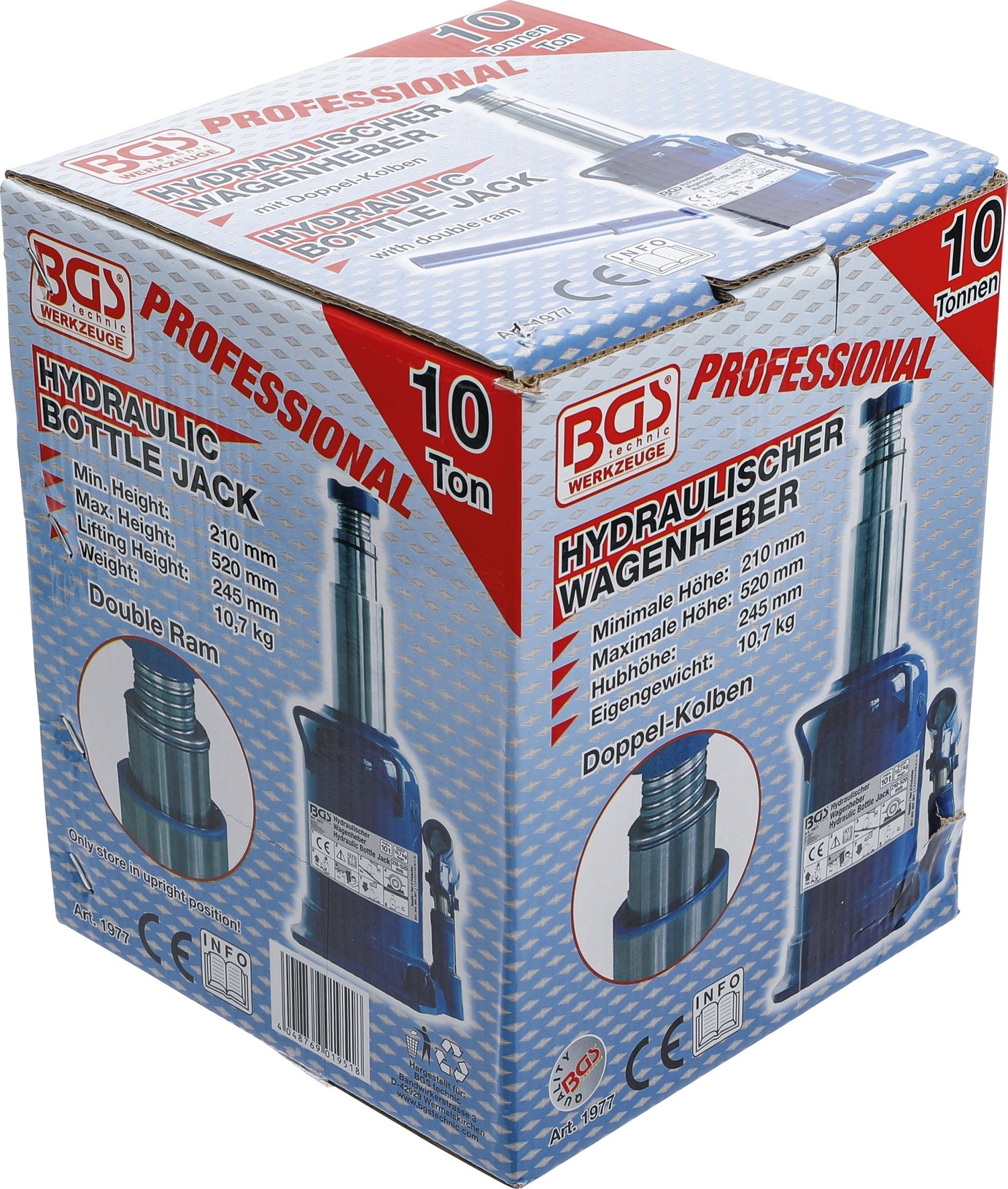 BGS 1977 Hydraulischer Wagenheber Flaschenheber für hohe Fahrzeuggewichte 10t