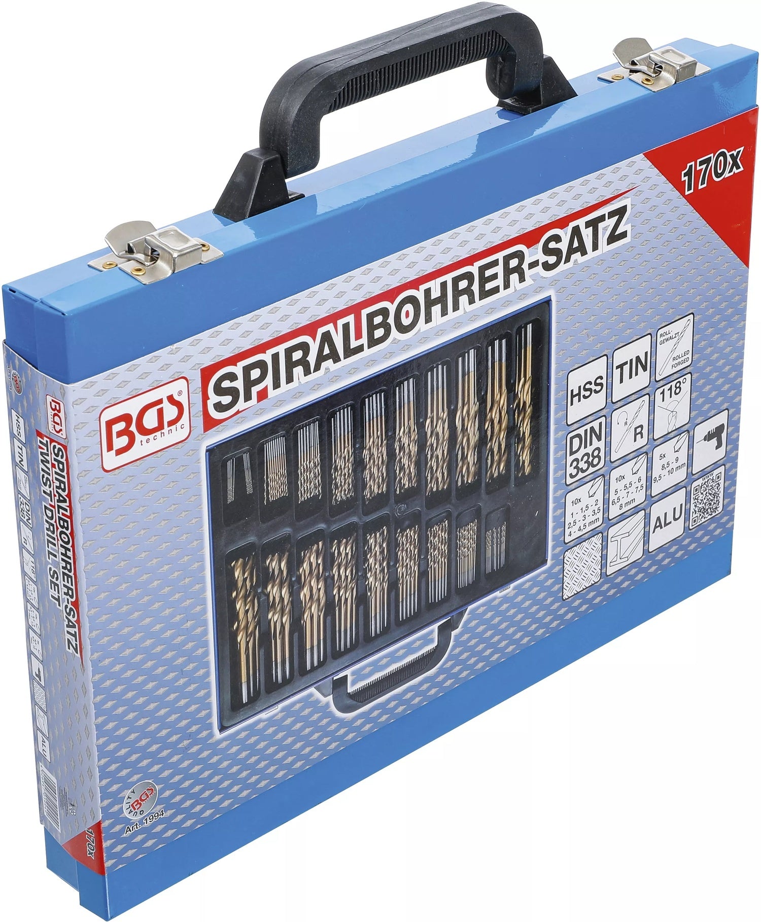 BGS 1994 Satz HSS Spiralbohrer Titan nitriert 1-10mm 170 teilig