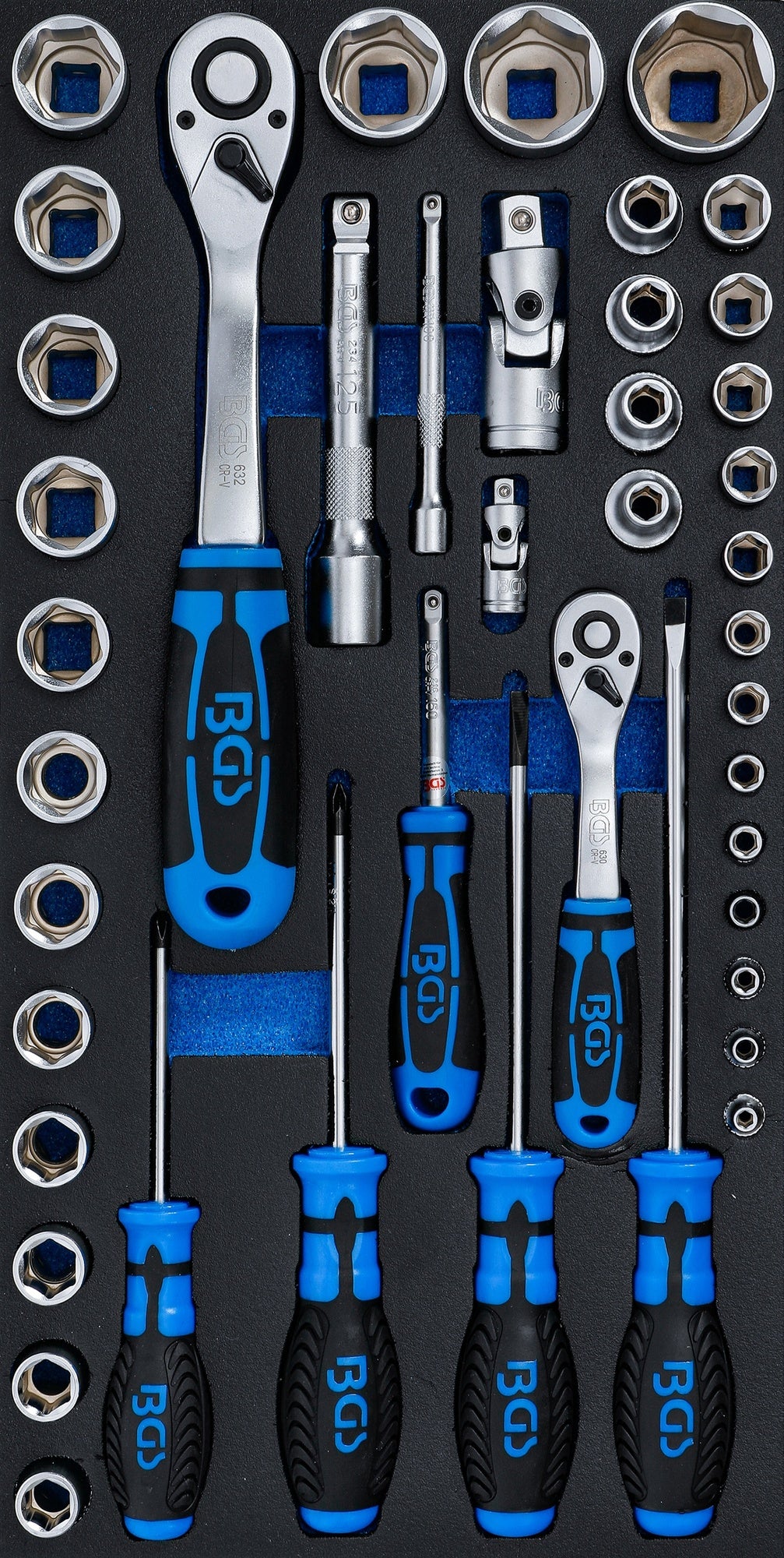 BGS 2002-7 Satz Steckschlüssel & Schraubendreher für Artikel 2002 Werkstattwageneinlage