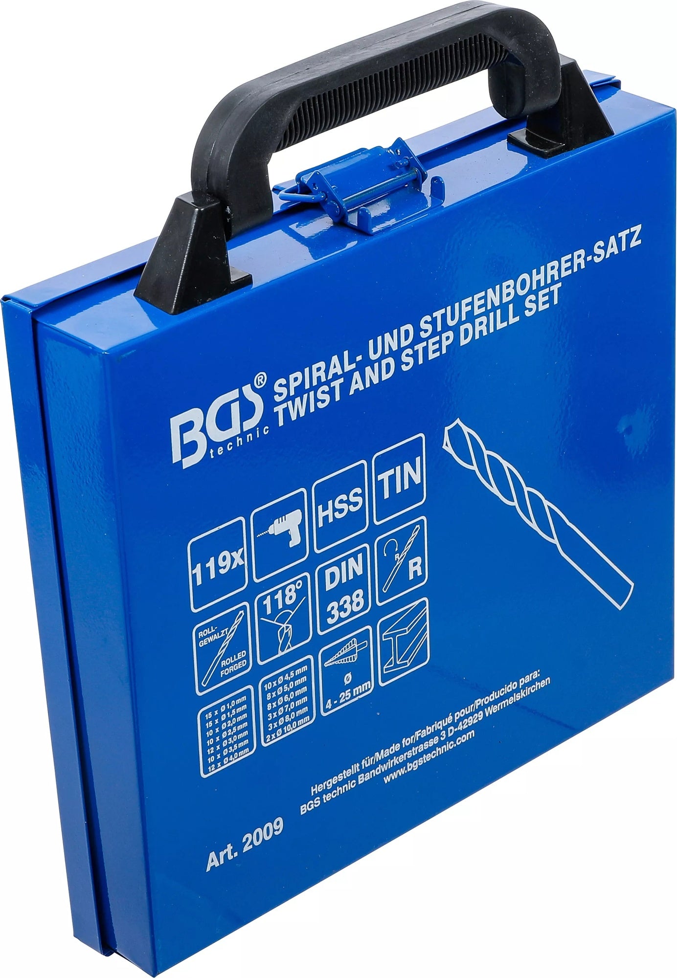 BGS 2009 Satz Spiralbohrer und Stufenbohrer HSS Titan nitriert 1 - 10mm 119 teilig