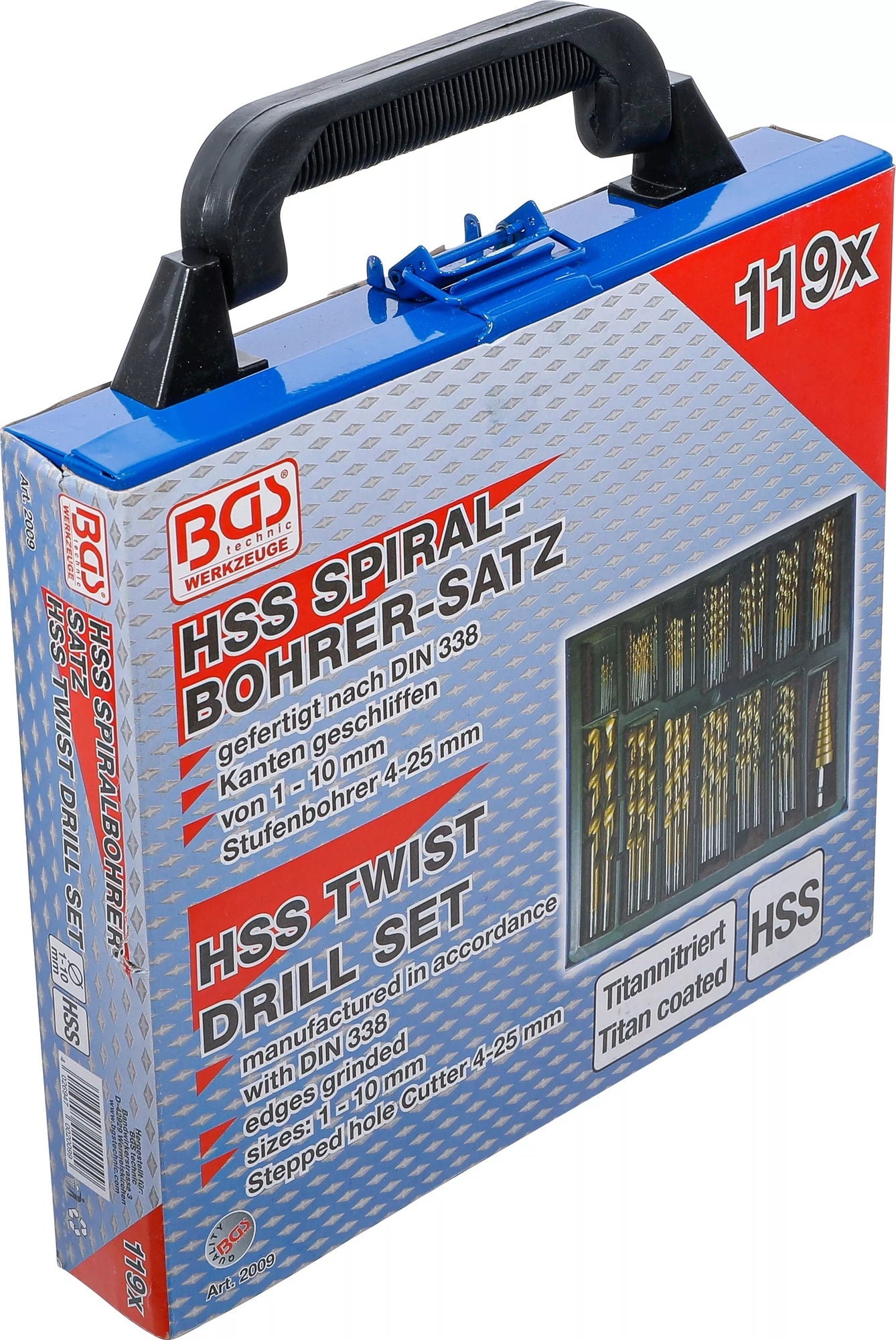 BGS 2009 Satz Spiralbohrer und Stufenbohrer HSS Titan nitriert 1 - 10mm 119 teilig
