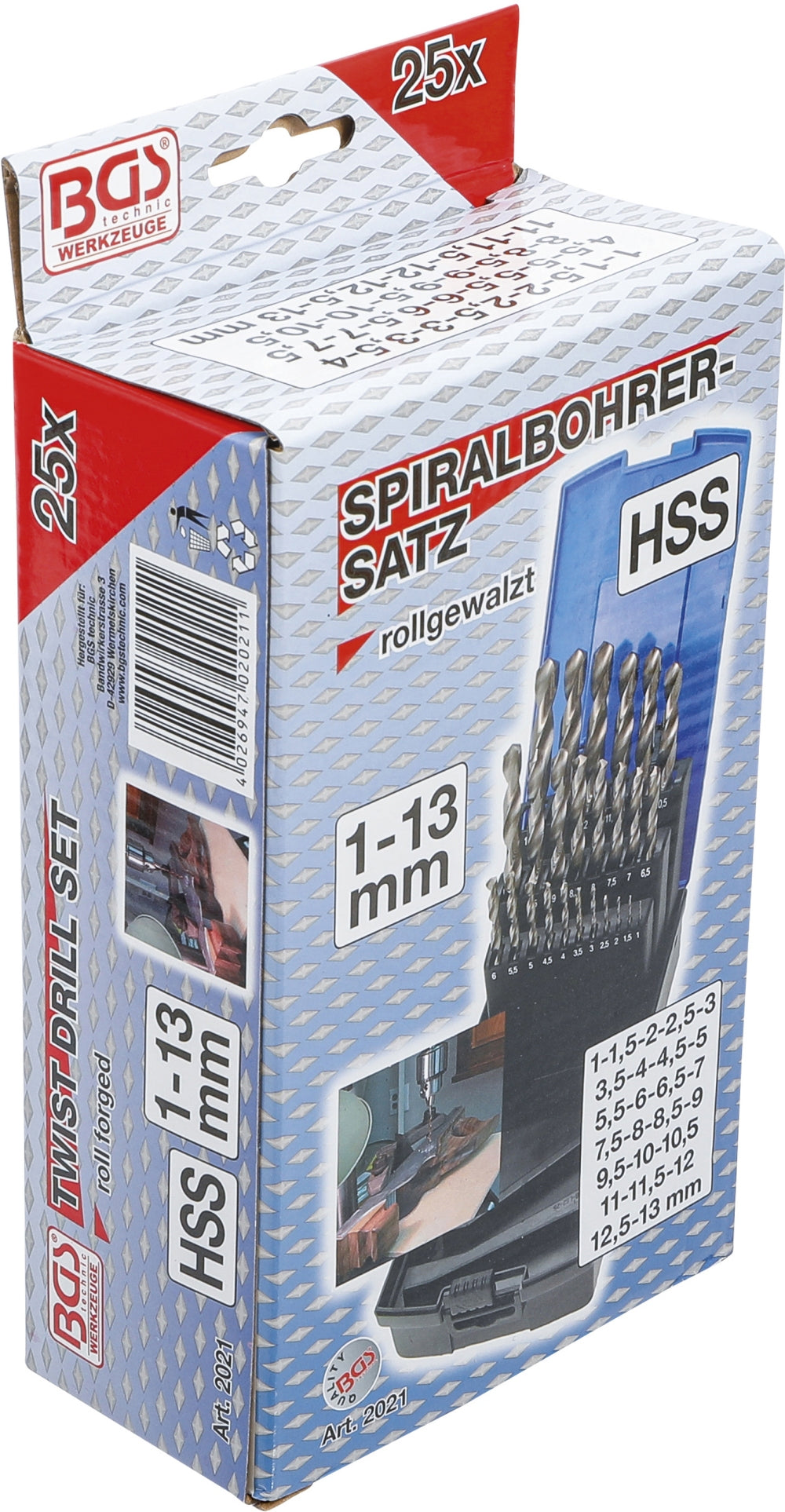 BGS 2021 Satz HSS Spiralohrer Ø1 - Ø13mm 25 teilig