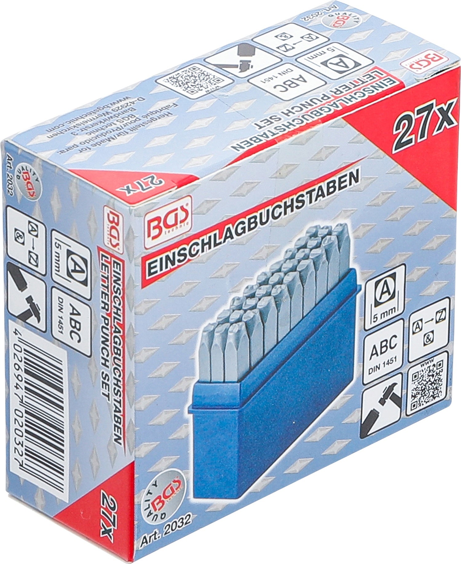 BGS 2032 Einschlagbuchstaben Höhe 5mm im Kästchen aus Kunststoff