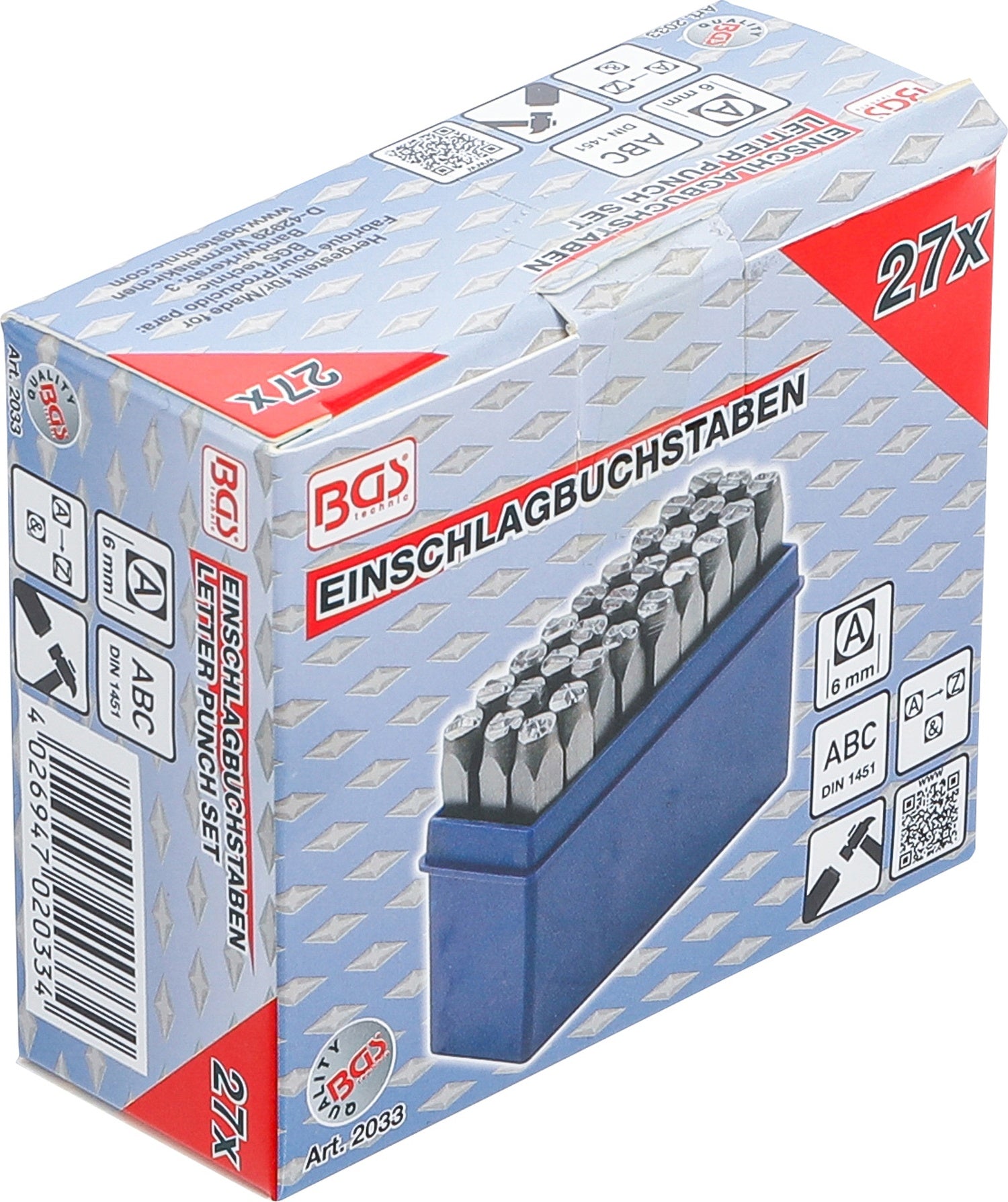 BGS 2033 Einschlagbuchstaben Höhe 6mm im Kästchen aus Kunststoff