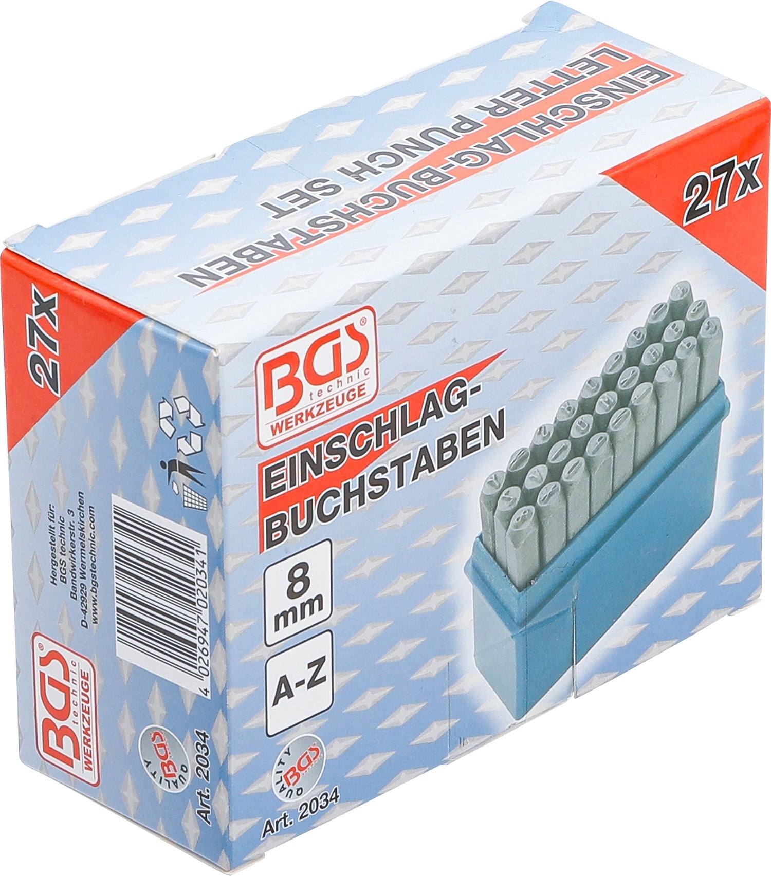 BGS 2034 Einschlagbuchstaben Höhe 8mm im Kästchen aus Kunststoff