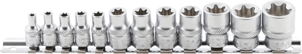 BGS 2038 Satz Steckschlüsseleinsätze E-Profil Antrieb Innenvierkant 6,3mm (1/4") / 10mm (3/8") SW E4 - E20