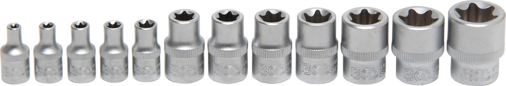 BGS 2038 Satz Steckschlüsseleinsätze E-Profil Antrieb Innenvierkant 6,3mm (1/4") / 10mm (3/8") SW E4 - E20