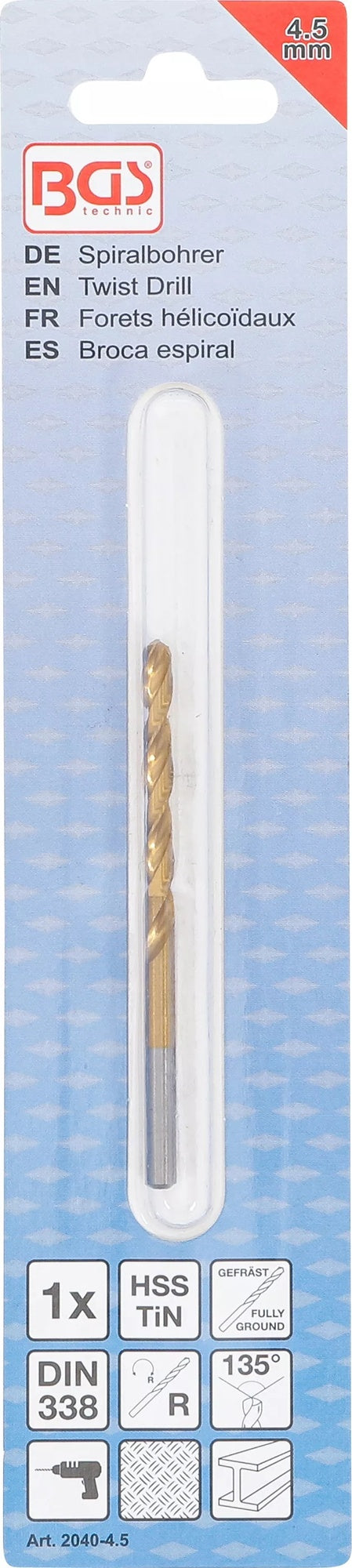 BGS 2040-4.5 Spiralbohrer HSS-G titan-nitriert Ø4.5mm
