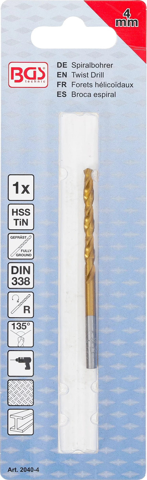 BGS 2040-4 Spiralbohrer HSS-G titan-nitriert Ø4mm