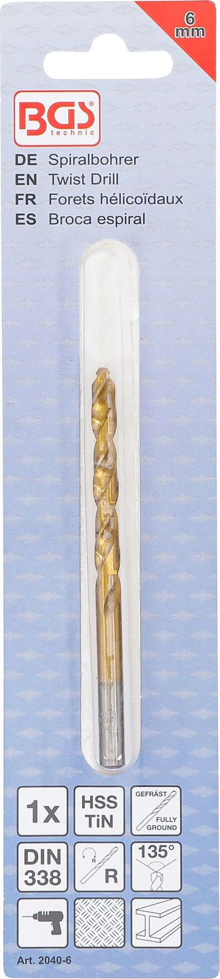 BGS 2040-6 Spiralbohrer HSS-G titan-nitriert Ø6mm