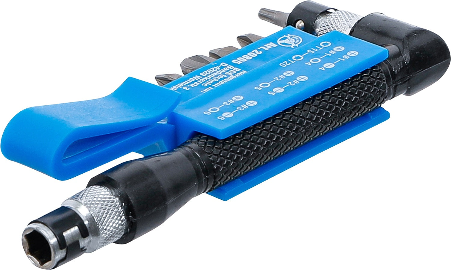 BGS DIY 20805 Winkelschrauber mit 7 Doppelklingen-Bits Antrieb 6,3mm (1/4") 8 teilig