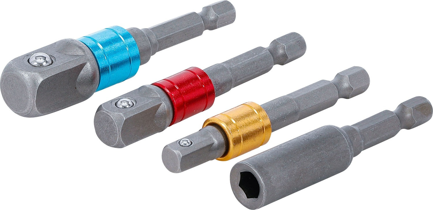 BGS DIY 20814 Satz Adapter für Bohrmaschinen farbig für Nüsse und Bits