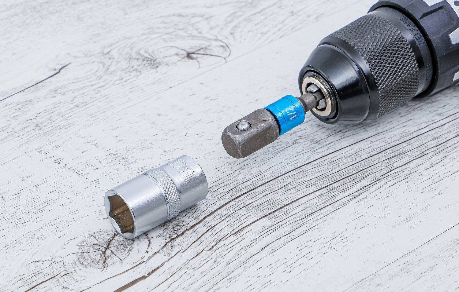 BGS DIY 20814 Satz Adapter für Bohrmaschinen farbig für Nüsse und Bits