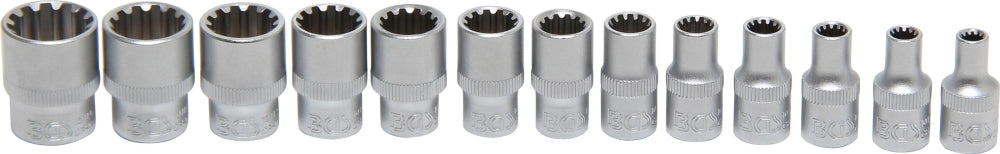 BGS 2150 Satz Nüsse Steckschlüsseleinsätze Gear Lock Antrieb Innenvierkant 6,3mm (1/4") SW 4 - 14mm