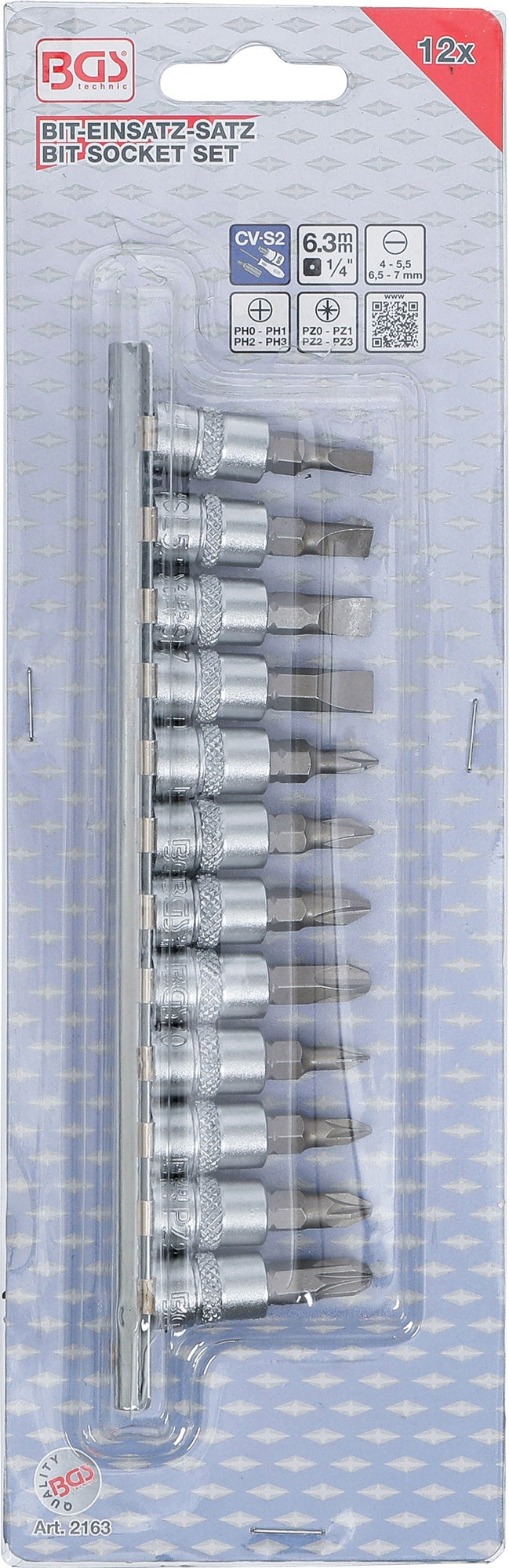 BGS 2163 Satz Biteinsätze Schlitz Kreuzschlitz PH Kreuzschlitz PZ Antrieb 6,3mm (1/4")
