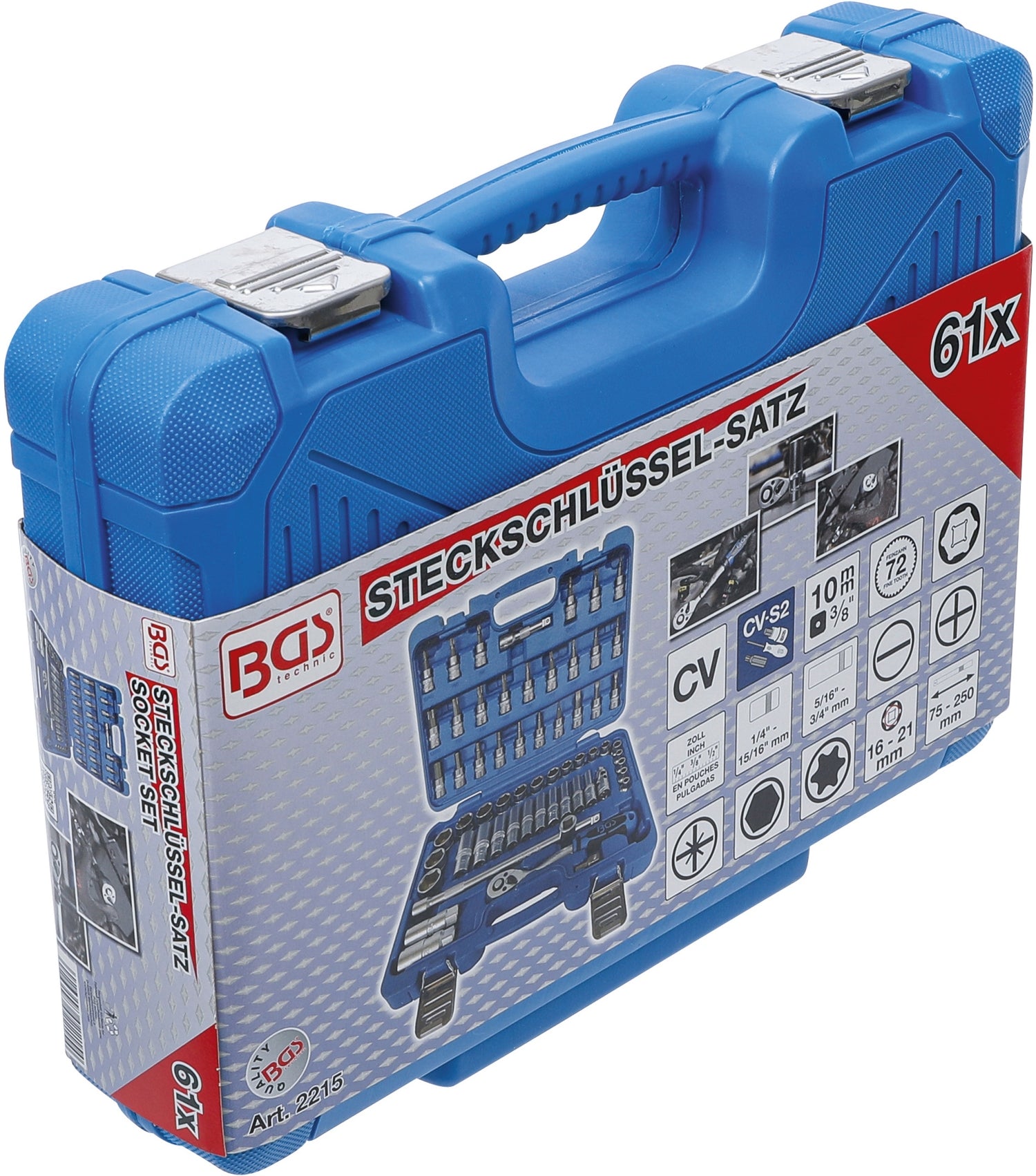 BGS 2215 Satz Steckschlüssel Antrieb 10mm (3/8") Zollgrößen 61 teilig