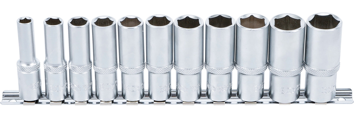 BGS 2222 Satz Tiefbett Nüsse lang 8-19mm Antrieb 10mm (3/8") 11teilig + Halter