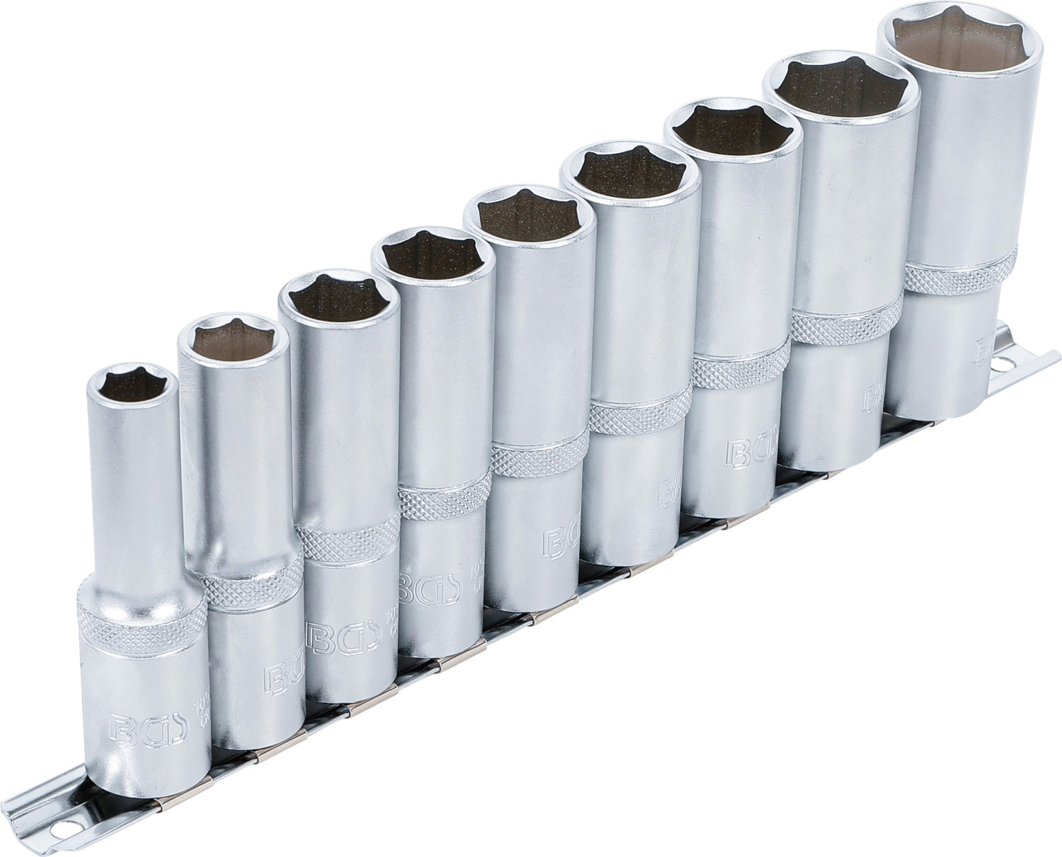 BGS 2223 Satz Tiefbett Nüsse lang 10-24mm 12,5mm (1/2") Antrieb, 9 teilig