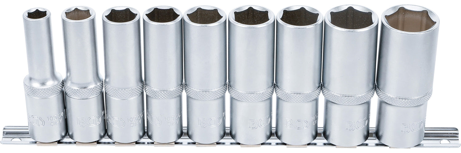 BGS 2223 Satz Tiefbett Nüsse lang 10-24mm 12,5mm (1/2") Antrieb, 9 teilig