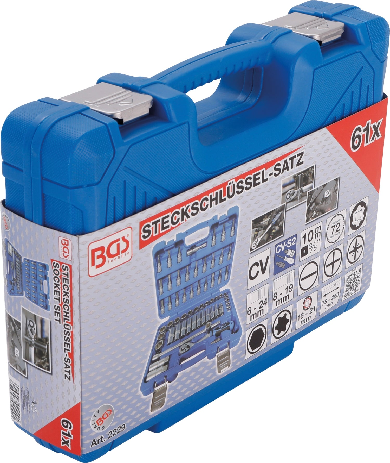 BGS 2229 Satz Steckschlüssel Antrieb 10mm (3/8") 61 teilig