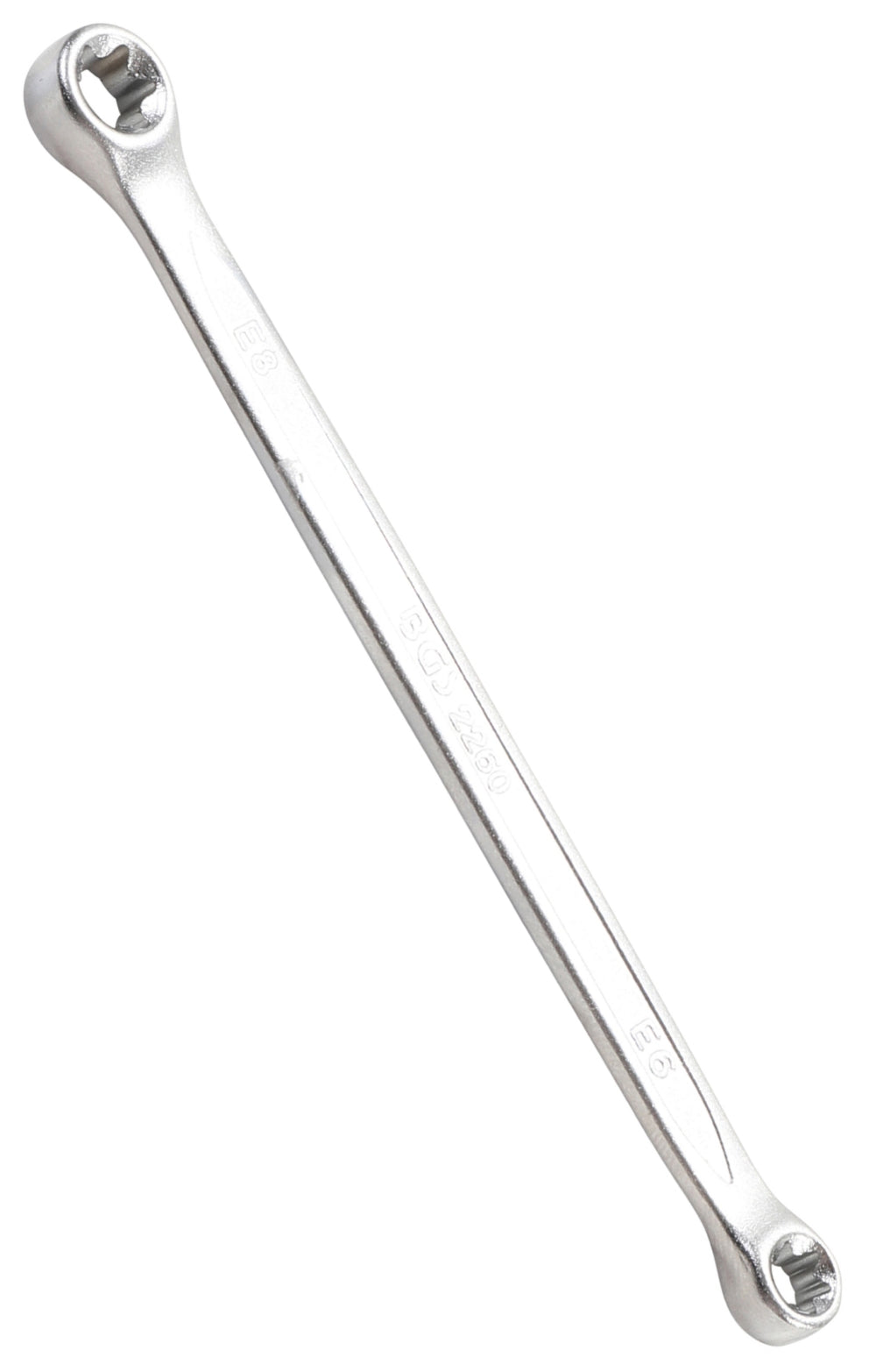 BGS 2260 Doppelringschlüssel mit E-Profil-Ringköpfen SW E6 x E8 warm geschmiedet