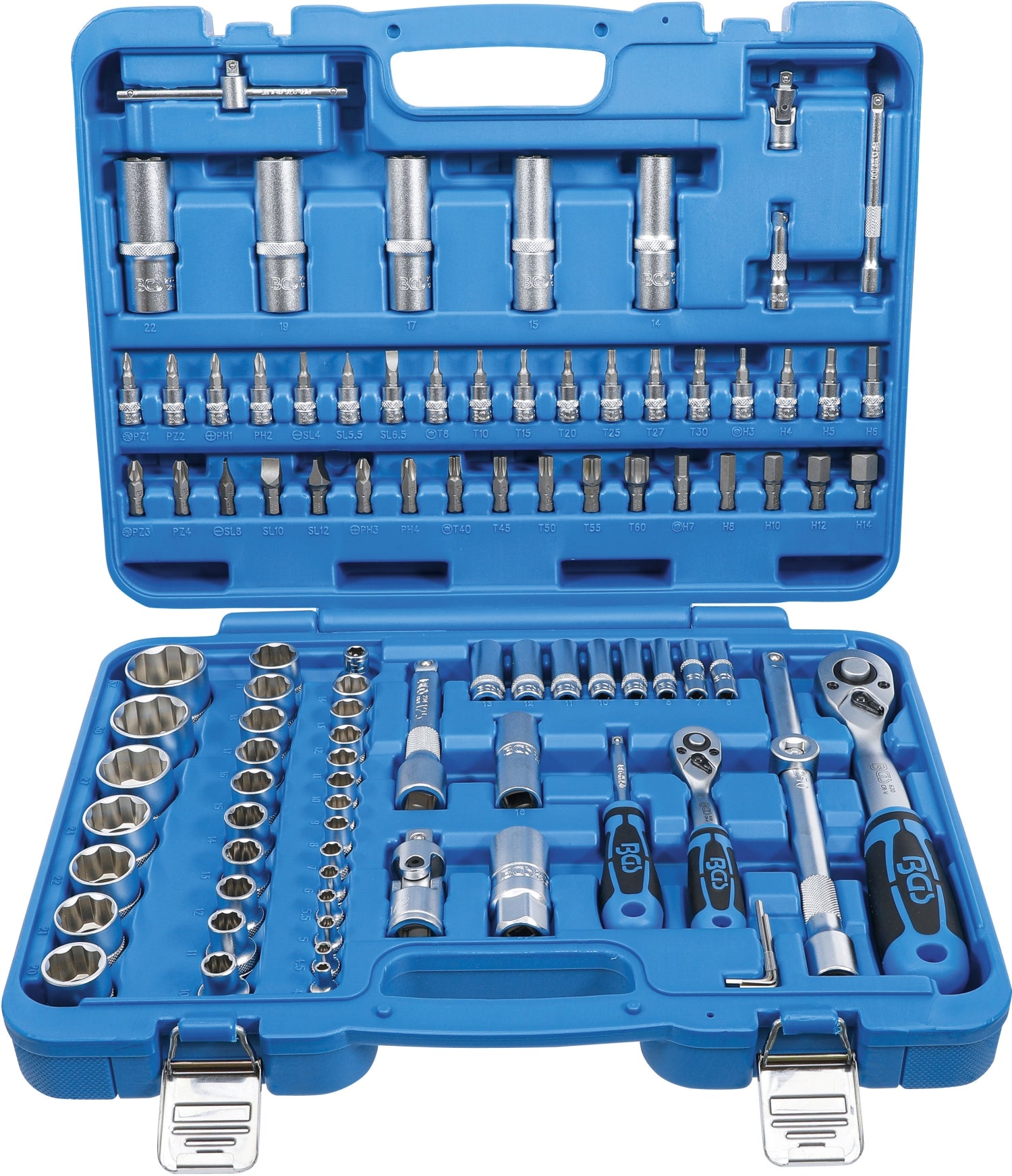 BGS 2294 Satz Steckschlüssel Wellenprofil Antrieb 6,3mm (1/4") 12,5mm (1/2") 95 teilig