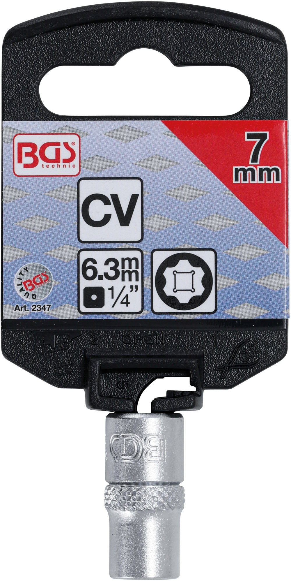 BGS 2347 Nuss / Stecknuss / Steckschlüsseleinsatz Super Lock SW 7mm Antrieb 6,3mm (1/4")