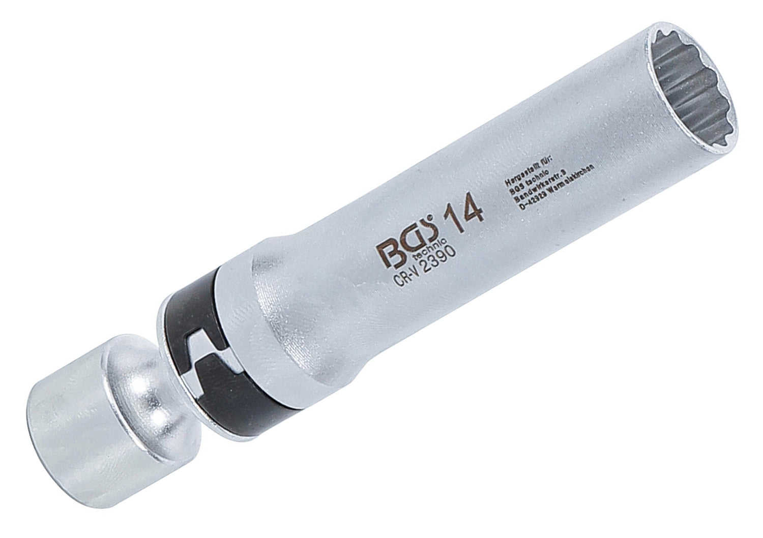 BGS 2390 Gelenkeinsatz 14mm für Zündkerzen Zwölfkant mit Haltefeder Antrieb 10mm (3/8")