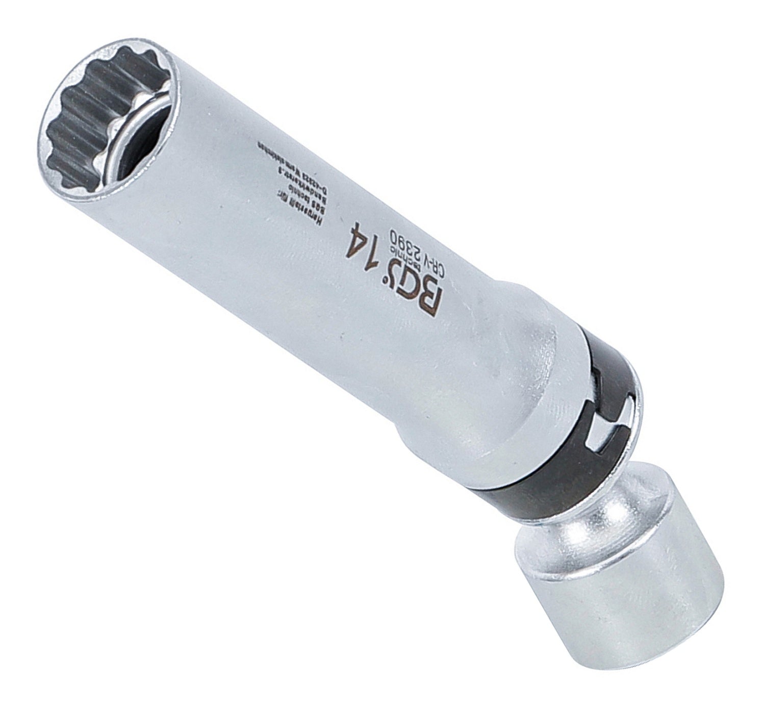 BGS 2390 Gelenkeinsatz 14mm für Zündkerzen Zwölfkant mit Haltefeder Antrieb 10mm (3/8")