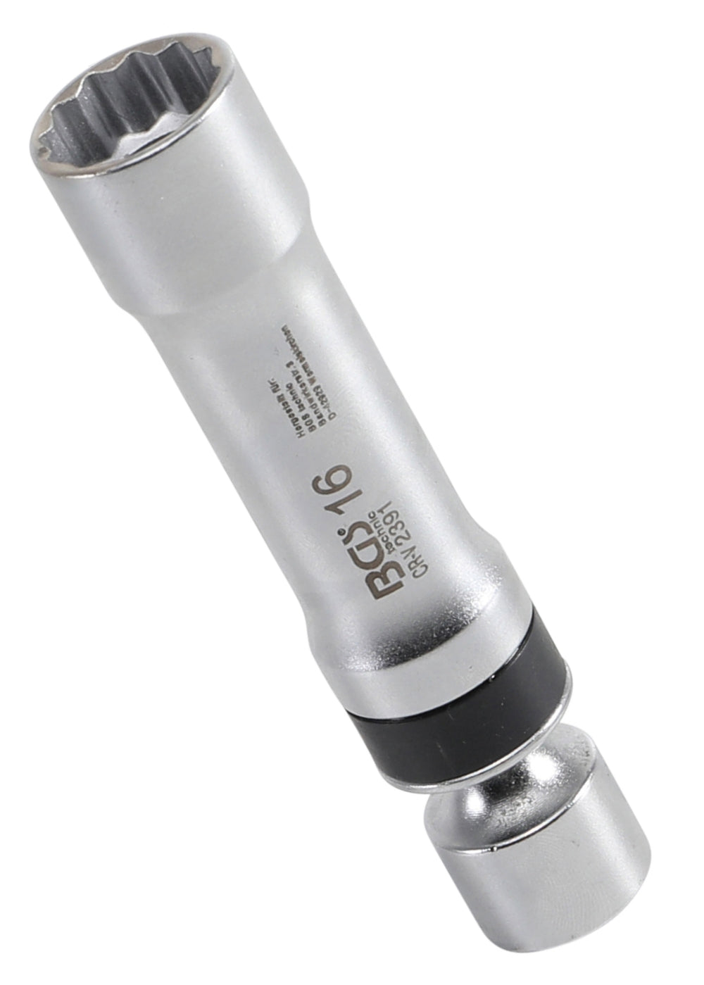 BGS 2391 Gelenkeinsatz 16mm für Zündkerzen Zwölfkant mit Haltefeder Antrieb Innenvierkant 10mm (3/8")