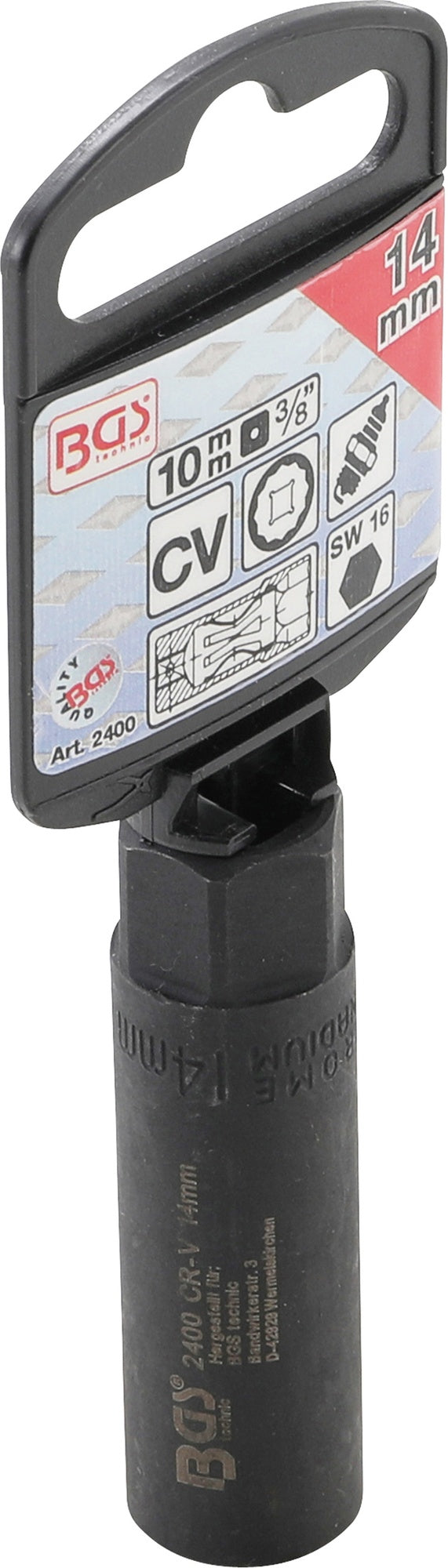 BGS 2400 Zündkerzen Einsatz Zwölfkant SW 14mm Antrieb 10mm (3/8") & Sechskant SW 16mm