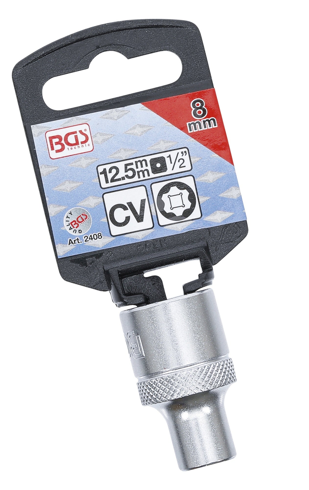 BGS 2408 Nuss / Stecknuss 8mm Super Lock Wellenprofil Antrieb 12,5mm (1/2")